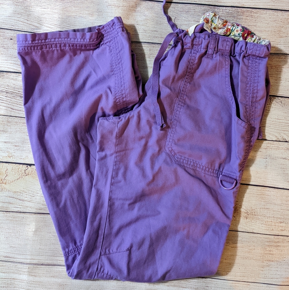 Koi Lindsey Cargo Scrub Pants, Women's Small Tall, Lilac/ light Purple